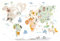 Mappa del mondo e Animali Stickers Murali Bambini, Mappa del Mondo Animali Adesivi Murali, Adesivo da Parete con Mappa del Mondo Degli Animali, Animal World Map Wall Stickers per Camerette Bambini