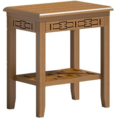 DECORN Support de Plantes Hautes à 2 Niveaux - Stand en Bambou pour Plantes, Pot de Fleurs, vases et antiquités - Support d'étagère décoratif de Conception Chinoise,Rectangle,50cm/19.7 H