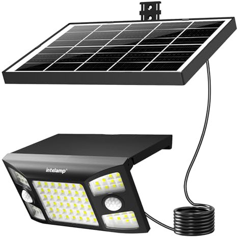 intelamp Lampe Solaire d'extérieur avec détecteur de mouvement, 8000mAh 2000lm Projecteur Solaire, Éclairage Solaire Extérieur pour terrasse, garage, rue, étanchéité IP65