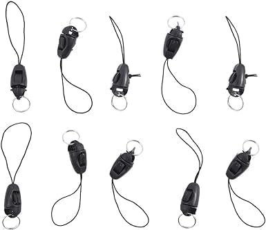 Cldaisy 10Pcs/lot Black Detachable Buckle Mobile Phone Accessories Pendant Buckle Small Sling Anti-Lost Lanyard Cords Hanging Head Keychains Hooks