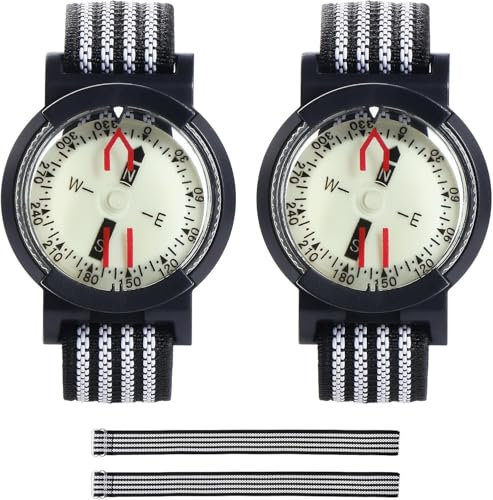 eROOSY 2 bussole da polso, impermeabile, per immersioni, viaggi, campeggio, montagne