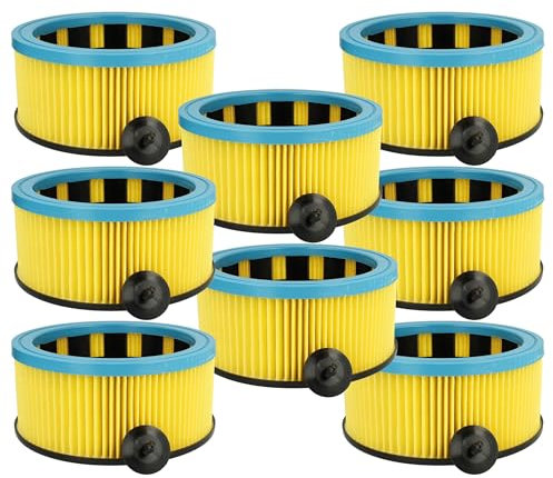 vhbw 8X Faltenfilter kompatibel mit Starmix ADL 1420 EHP, ADL-1420 EHP, ADL 1432 EHP, 411729, 415109 Staubsauger - Patronenfilter, Gelb Schwarz Blau