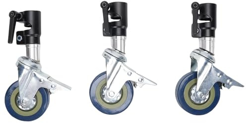 Asixxsix 3Pcs Photography Light Wheels, Aluminum Alloy Quiet 360° Swivel Casters with Metal Brake Pads, Professional Heavy Duty Moving Rolling Wheels Kit for 25mm Light Stand