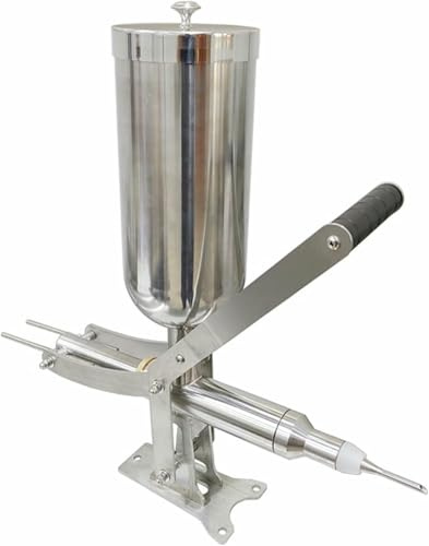 BTOIASYHF Commercial Churro Machine Manual Donuts Dessert Churros Filler, Home 5L Spanish Doughnut Crank Maker,Stainless Steel Vertical Professional Chocolate Jam Cream Filling Machine