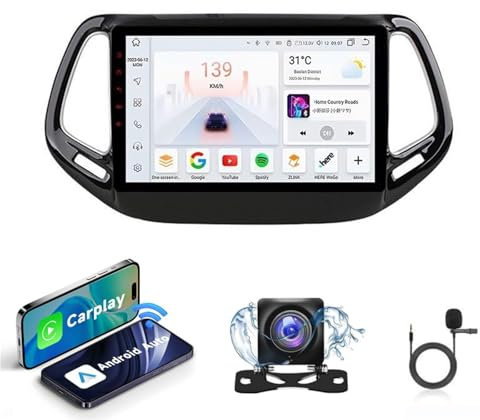 Android 15 Autoradio für JEEP Compass 2017 | Hochwertiges kapazitives Touchscreen-Autoradio | CarPlay/Android Auto | GPS-Navigation | Bluetooth | Rückfahrkamera | Plug-and-Play