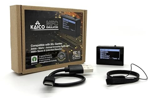 Kaico NFC Emulator - 3000+ Saves Unlimited Rewrite – USB C - Rechargeable Battery Compatible with 50+ Games - 1.4 OLED Screen - Easy Button Controls – Zelda - Mario – Animal Crossing Supported