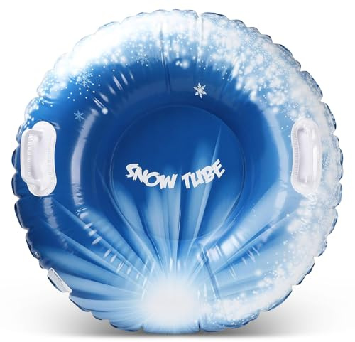 Aufblasbarer Schlitten, 90 cm Snow Tube, Schneeschlitten mit Griffen, Aufblasbarer Schneeschlauch, Schneereifen für Kinder und Erwachsene, Wintersport Outdoor Skaten