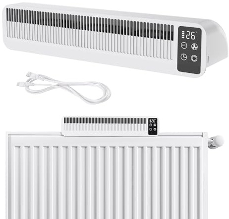 ACXIN Heizkörper Ventilator mit Sensoranzeige & Timer, 3-Stufig Heizungslüfter für Heizkörper und Unterheizungen, Heizkörperventilator leise <45dB, 3W 5V Heizungslüfter mit 1.5M Kabel