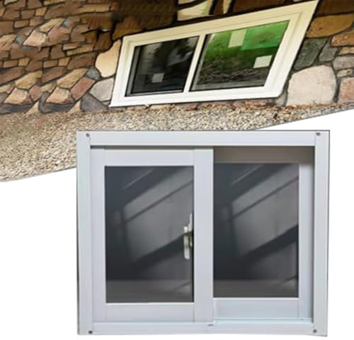 ZIUSFAC Fenster Horizontales Schiebe Schuppenfenster Aluminium Kellerfenster 80×50cm 85×40cm Schiebefenster Ersatz Hühnerstallfenster Mit Bildschirm Glas((WxH) 50x45cm/20x18)