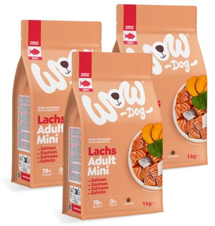 WOW Dog Hunde Trockenfutter Minis mit Lachs 3 x 1kg | ohne Getreide