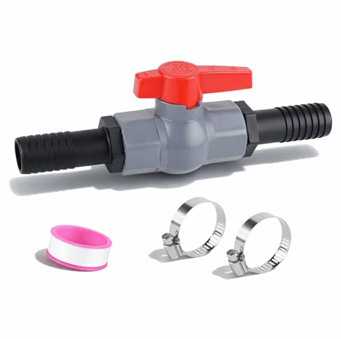 YuLiMirich Robinet à boisseau sphérique avec raccord de tuyau, vanne d'arrêt en PVC, valve à boisseau sphérique pour tuyaux, 1 vanne d'arrêt filetage intérieur 40 mm, 2 douilles de 32 mm