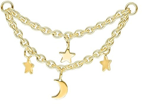 Wildcat Piercingkette - Moon & Stars Piercing Connection Chain - Gold