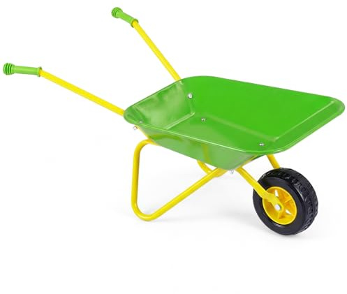 COSTWAY Schubkarre Kinder, Metallschubkarre bis zu 10 kg belastbar, Spielzeugschubkarre für Kinder ab 2 Jahren, Indoor und Outdoor (Grün)