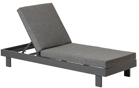Dehner Relaxliege Riva, Sonnenliege, 195 x 73 x 90 cm, inkl. Polster, Aluminium/Olefin/Baumwolle, dunkelgrau