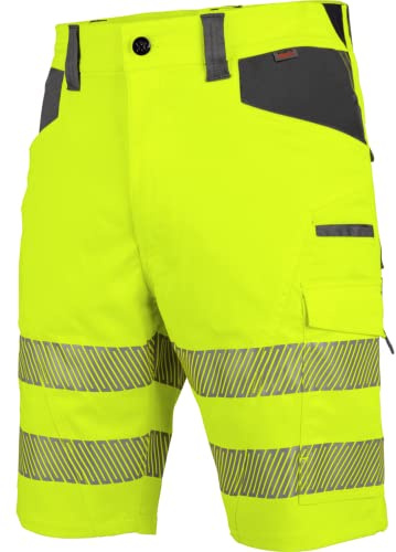 WÜRTH MODYF Warnschutz Arbeitsshorts Neon EN 20471 1 - professionelle Arbeitshose für Herren - Warnschutzhose mit Reflektoren - in der Größe 64 in Gelb