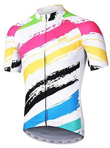 ARSUXEO Herren Radtrikot mit Kurzen äRmeln, MTB-Trikot, Helles Fahrrad-T-Shirt, Atmungsaktives Radoberteil ZY848 L