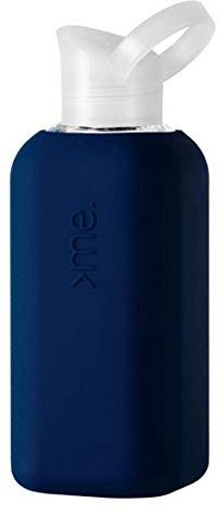 Squireme Carré. Bouteille en Verre Borosilicate de 500 ML., Bleu Marine