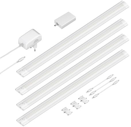 ledscom.de Smarte LED Unterbau-Leuchte SIRIS weiß matt, WLAN-Controller, flach, Smart-Home, Alexa-fähig, je 50cm, je 655lm, weiß, 4er Set