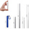 Pailles télescopiques réutilisables - Pailles à boire portables en acier inoxydable avec brosse de nettoyage, étui et mousqueton(Bleu)