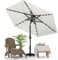 MasterCanopy 230 cm Sonnenschirm mit 24 Solar-LED Patioschirm Gartenschirm Terrassenschirm Tischschirm Martkschirm, Hellbeige