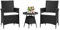 Ribelli 3-teiliges Rattan Gartenmöbel Set, Lounge Balkonmöbel, Wetterfest Gartenlounge, Sitzgruppe, Sitzgarnitur, Terassenmöbel für Wintergarten, Rasen, Terrasse, Garten, Kleiner Balkon, Schwarz