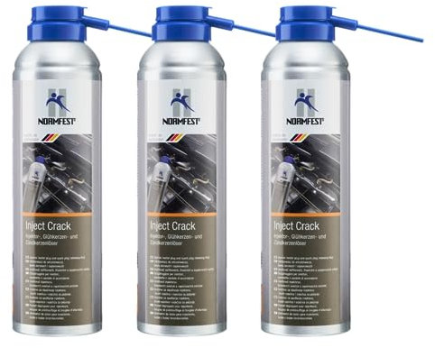 Normfest Inject Crack – Speziallöser für Injektoren, Glühkerzen und Zündkerzen, löst Verkohlungen und Korrosion, hitzestabil bis +100 °C, hochkriechfähig, für Motorreparatur und Werkstatt, 3x 250ml