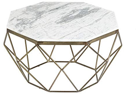 Riess Ambiente Eleganter Couchtisch Diamond 70cm weiß Messing mit Marmorplatte Wohnzimmertisch Tisch
