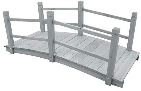 TidyardPuente de jardín Gris 140x60x56 cm Madera Maciza de Abeto