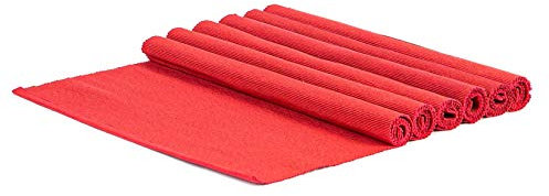 Nicola Spring Cotton Fabric Placemats - Red - Pack of 6-45 x 34.5cm - Heat Resistant Washable Dinner Mats Kitchen Dining Table Place Mats Dinner Table Setting Linen