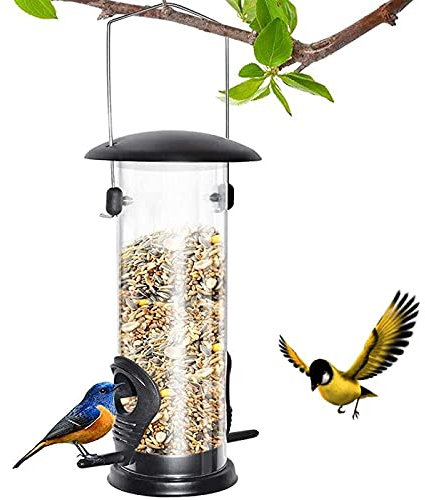 Zomtier Vogelfutterspender Futtersäule Vögel Plastik Vogelhaus zum Aufhängen für Kleine Wildvögel, Vogel Futterstation, Wildvögel Futtersilo,26cm