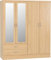 A T Seconique Nevada 4 Door 2 Drawer Mirrored Wardrobe with Hanging Rail and Shelve in Sonoma Oak Effect