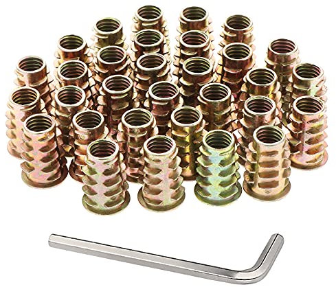 Faankiton 100 Stück Gewindeeinsatz Muttern, Einsätze Einschraubmuffen, Gewindeeinsatz Möbel Hex Sortiment für Holzmöbel, Gewindeeinsätze Holz Einschraubmutter (M8*20mm)