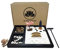 Zen Garden Kit for Desk with Three Grid Square Sandbox, Mini Meditation Zen Garden Set , River Rocks, Bamboo Rake, Wooden Bridge, White Sand, Cherry Blossom Tree, Pagoda