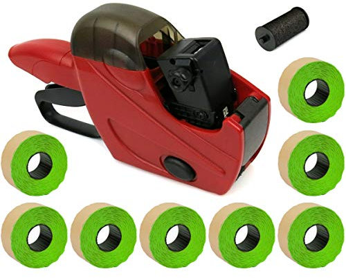 Preisauszeichner Uno C6 6-stellig SET-ANGEBOT | inklusive 8 Etikettenrollen nach Wunsch + 1 Ersatzfarbrolle | Handauszeichner von PB-Onlinehandel