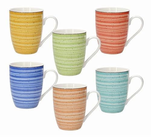 Tognana IRIS Kaleido 6er Set Becher, 6 Farben, mit einem Volumen von 350 ml, aus New Bone China Porzellan, Multicolor