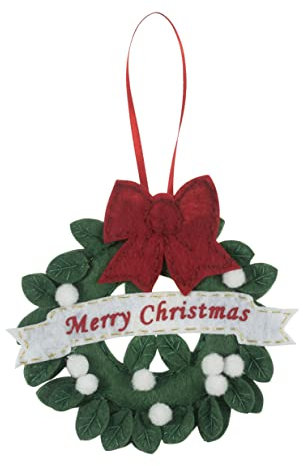 Trimits Christmas Felt Decoration Kits, 12.5 x 13cm, Xmas Wreath