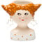 Baroni Home Vaso in Ceramica di Design con Volto, Soprammobile Moderno Dipinto a Mano, Vaso per piante da Interno o Esterno, Capelli Rossi, 21X13X20 cm