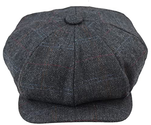 TruClothing.com Mens 8 Panel Razor Baker Boy Hat Wool Tweed Blinders Newsboy Flat Cap Check