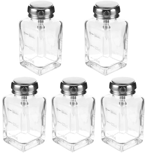 minkissy 5 Pièces De Presse En Verre Flacons Pompe De Dissolvant Pour Vernis à Ongles Verre Distributeur à Pression Vers Le Bas Flacon Pompe à Pression Paquet Alcool Un