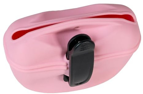 INTIRILIFE Leckerlibeutel für Hunde aus Silikon in Rosa - 13 x 5 x 10.5 cm - Trainingsbeutel Tasche mit Gürtelclip für Trockenfutter Nassfutter Zubehör für Hundetraining