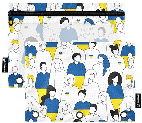 Ukraine 3-Ring-Bleistiftbeutel 2 Stück Ordner Recyceltes Federmäppchen Kunststoff Bleistift Tasche Büro Dokument Organizer