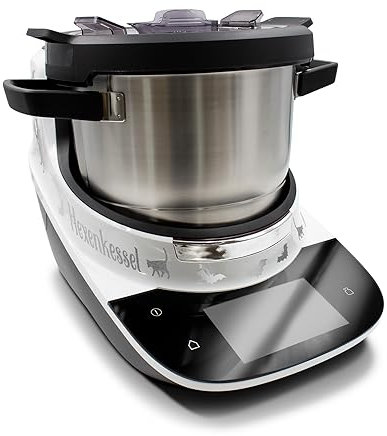 Finest Folia Deko Aufkleber kompatibel mit Bosch Cookit Küchenmaschine Design Sticker Klebefolie Küchengerät wasserfest selbstklebend K162 (10 Hexenkessel, Silber)