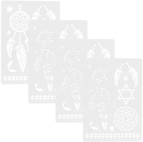 EXCEART 4 Stück Mandala-Schablonen Traumfänger Malvorlagen Wandzeichnungsschablonen Vorlagen Bodenvorlagen Für Diy- Wandfliesen Stoff Möbel Dekoration Weiß