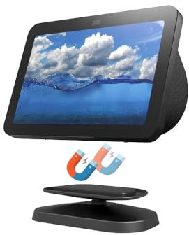 Lutree Smart Display Ständer für Echo Show 8(3. Generation), 360° Verstellbarer Aluminium Home Base, Magnetständer Anti-Rutsch-Basis Tragbare Desktop Standhalterung| Schwarz