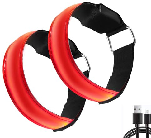 ieron Wiederaufladbares LED-Armband, reflektierende Streifen, leuchtendes Armband, Sicherheitslicht, Sportarmband, Knöchel, LED-Lichter für Läufer, Joggen, Gassigehen bei Nacht, 2 Stück