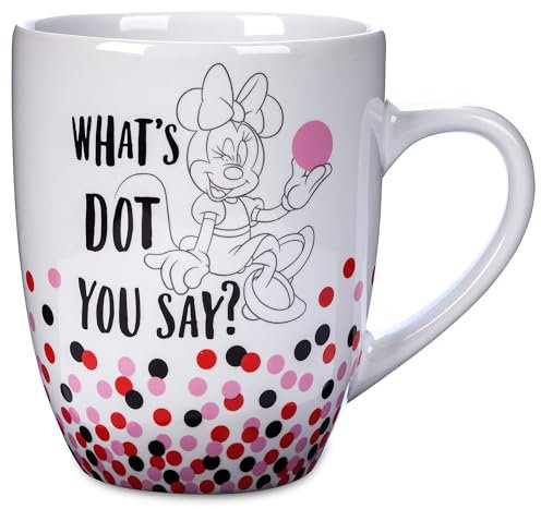 Disney Store Tazza ufficiale Minnie Mouse What's Dot You Say?, regalo di inaugurazione della casa per uomini, donne e bambini
