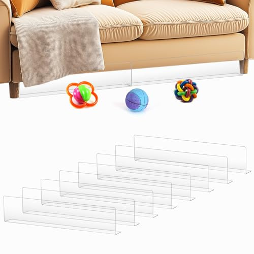 QWORK® 8 stück unter Couch Blocker, 40 x 8 x 4 cm, durchsichtiger Kunststoff, mit Selbstklebendem Klebeband, verhindert schmutz, Staub, Spielzeug und Haustiere