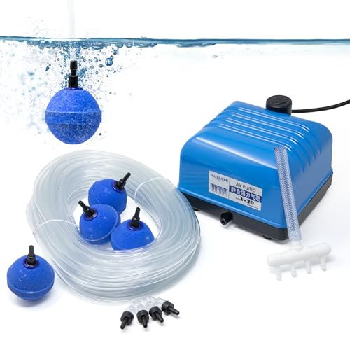 Pondlife Belüfter Komplett Set V-20 - Leistungsstark - Qualitativ - Luftverteiler - Belüftersteine - Schlauch inkl.
