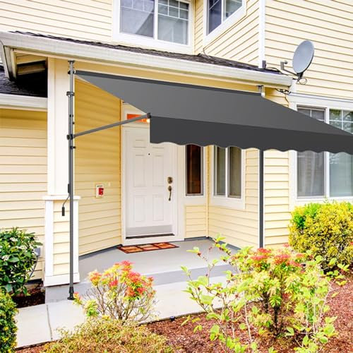 DYUNCZ Markise Balkon Ohne Bohren, Klemmmarkise mit Handkurbel Balkon, Markisen 200/250/300/350/400cm Breit, UV-beständig & Höhenverstellbar, Sonnenschutz Wasserdicht (Color : Schwarz, Size : 250cm)