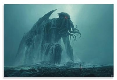 TINCHEW Cthulhu Aufsteigender Poster-Tapisserie, Kunstdruck, Wandfoto, Farbe, Tapisserie, hängendes Bild, Familie, Schlafzimmer, Dekoration, Geschenk, 20 x 30 cm